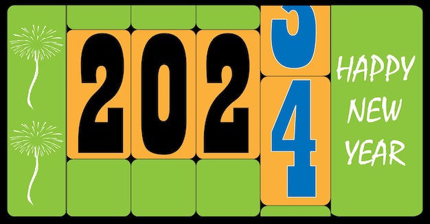 Vektor glückliches neues jahr illustration countdown design-kunst für 2024