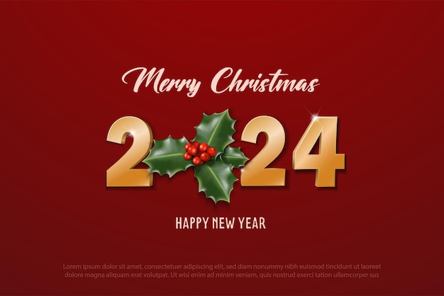Glückliches neujahr 2024 frohe weihnachten vorlage für grußkarten 