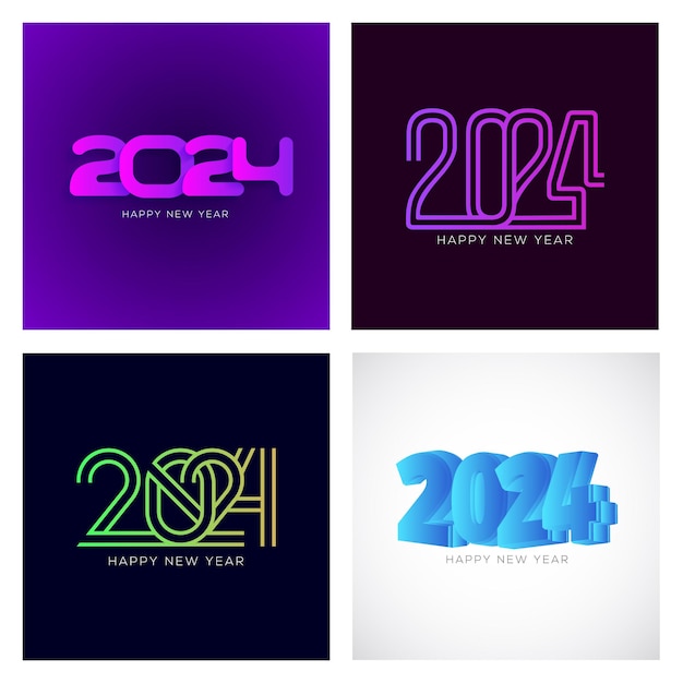 Glückliches Neujahr 2024 Typografie-Design in Vektor