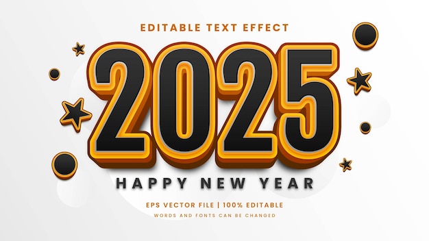 Glückliches Neujahr 2025 3D-bearbeitbare Texteffekt