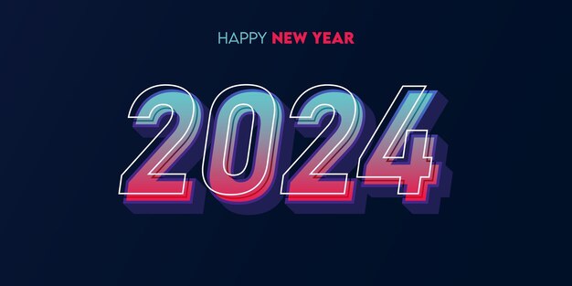 Glückliches Neujahrsfest Grußkarte oder Banner-Design-Vorlage im Neonlichtstil