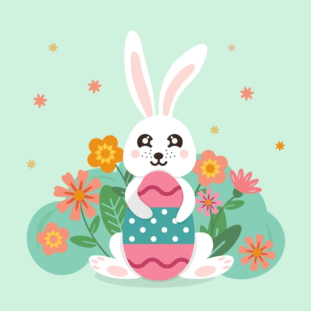 Glückliches Osterhase Kaninchen mit Ei für Kinder Kaninchen Frühlingsfesttier