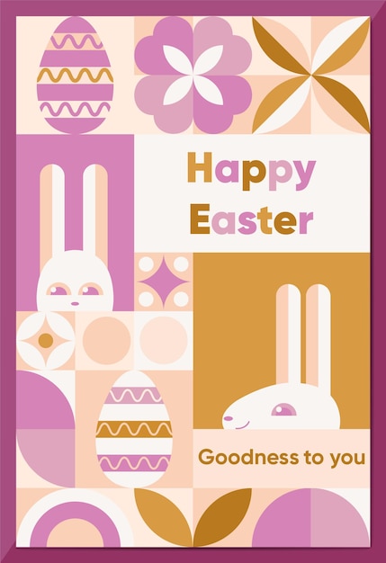 Glückliches Ostern-Poster für den Frühlingsurlaub Ostern mit einer Textur geometrischer Formen