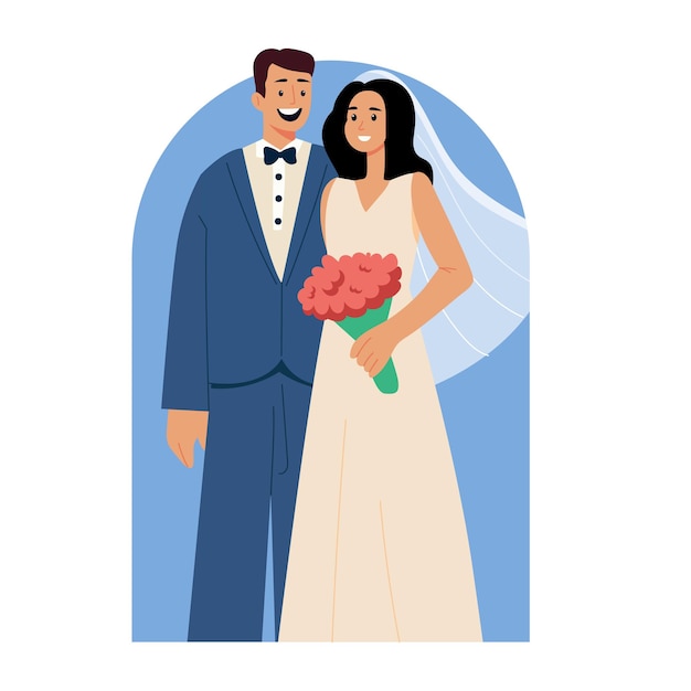 Glückliches Paar an ihrem Hochzeitstag