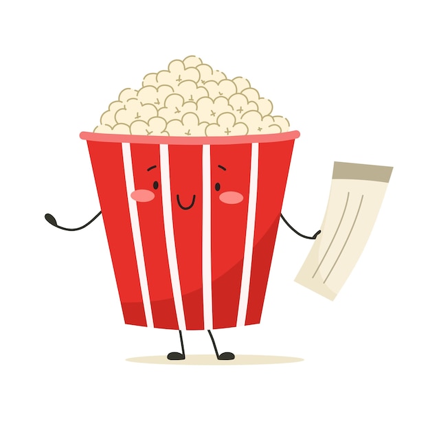 Glückliches popcorn in der ticketbox vektorillustration