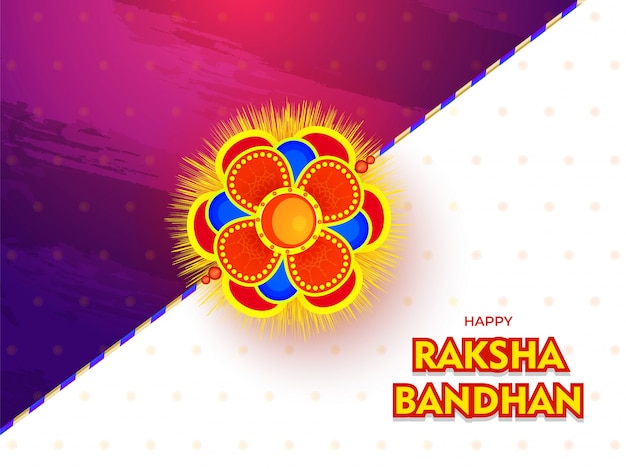 Glückliches raksha bandhan festivalkarten- oder -plakatdesign mit schönem rakhi (manschette) auf glattem abstraktem hintergrund.