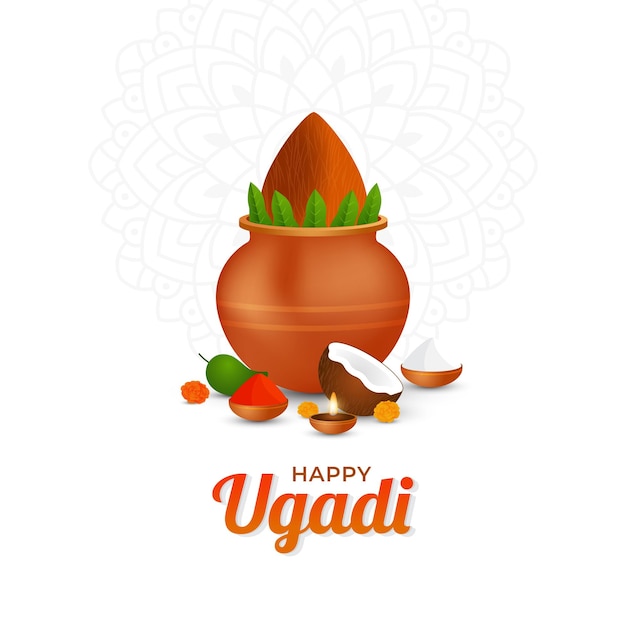 Vektor glückliches ugadi indisches fest feiern traditionelles design