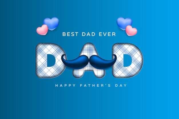 Glückliches Vatertagsgrußbanner mit Herzen auf blauer Hintergrundvektorillustration