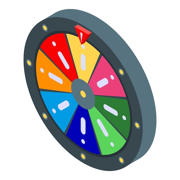 Glücksrad-symbol isometrisches glücksrad-vektorsymbol für webdesign isoliert auf weißem hintergrund