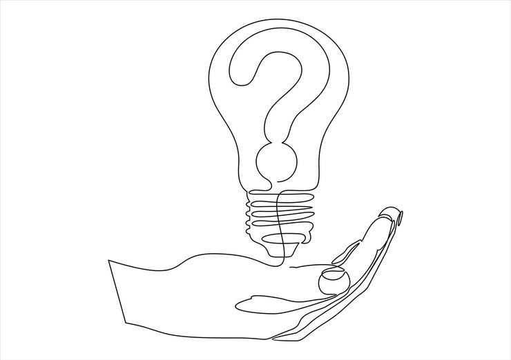 Glühbirne auf der Hand, eine durchgehende Strichzeichnung, elektrische Lampe, Brainstorming linearer Symbolvektor