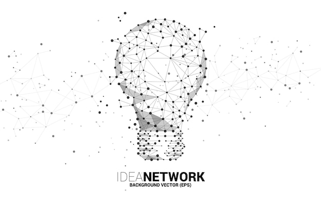 Glühbirne aus polygonalen drahtgitterlinien verbinden sie den punkt geometrische kugel isoliert auf weißem hintergrund. konzept der geschäftsidee und kreativität.