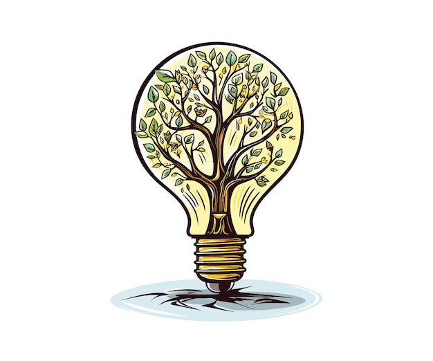 Glühbirne und Baum Öko-Licht Energie sparen Vektor-Illustrationsdesign