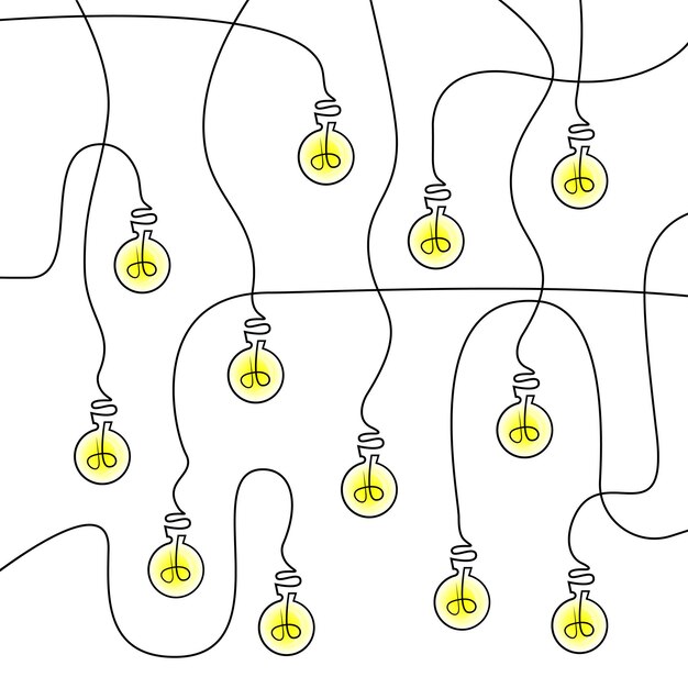 Vektor glühbirnen strichzeichnungenclipart glühbirnen im doodle-stil glühbirne symbol idee zeichen lösung