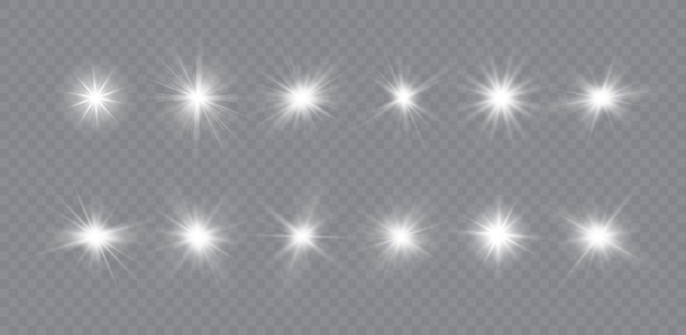 Glüheffektstern auf transparentem hintergrundhelle sonnevektorillustration
