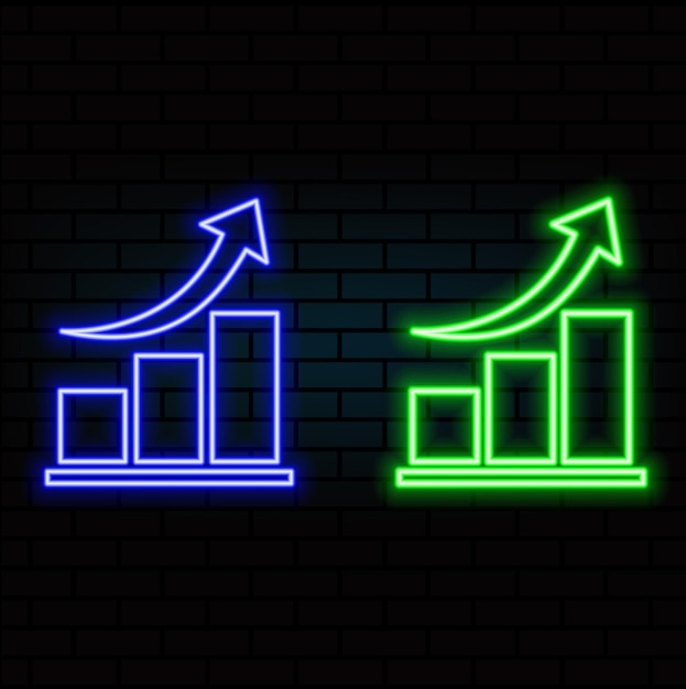 Glühende Neon-Linie Graph Wachstumsdiagramm Info-Grafiken Gewinnstatistiken Animation Cool lineare Grafikbericht