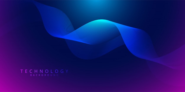 Glühende techno Neonlinien, blauer High-Techer futuristischer abstrakter Hintergrund