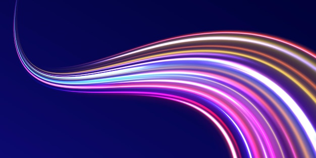 Glühende Wellenwirbel Impulskabelleitungen Hochgeschwindigkeits-Lichtspuren-Effekt Futuristische dynamische Bewegung