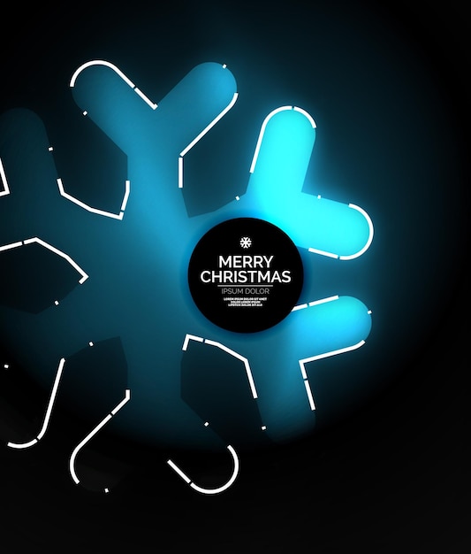 Glühende Winterschneeflocken auf dunklem Weihnachts- und Neujahrshintergrund. Vektorabstrakter Hintergrund in blauer Farbe
