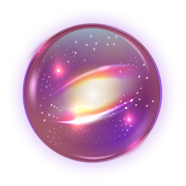 Glühender Ball mit Weltraumgalaxie Realistische Fantasy-Kugel