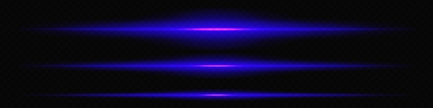 Glühender blauer Laserstrahl horizontal über einen dunklen, transparenten Hintergrund, der einen futuristischen und hightech-visuellen Effekt erzeugt.