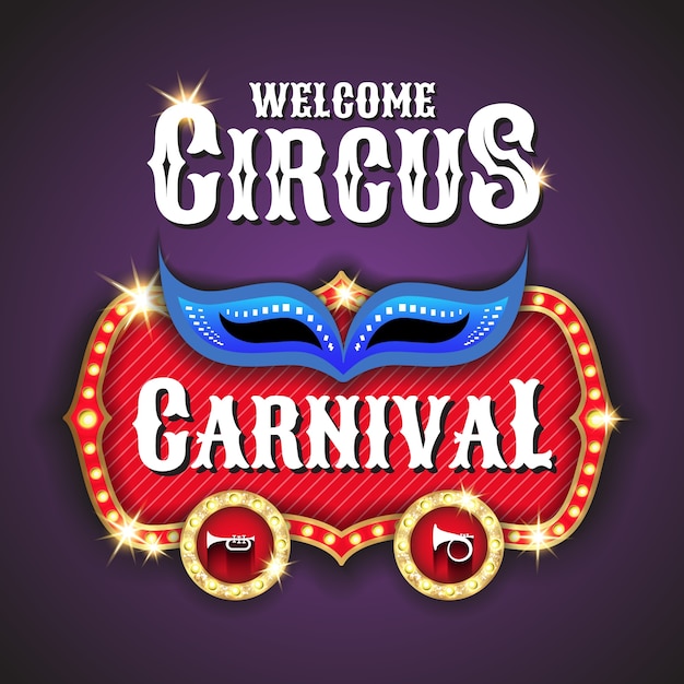 Vektor glühlampevektorrahmen des zirkus- und karnevalsfestzeltes