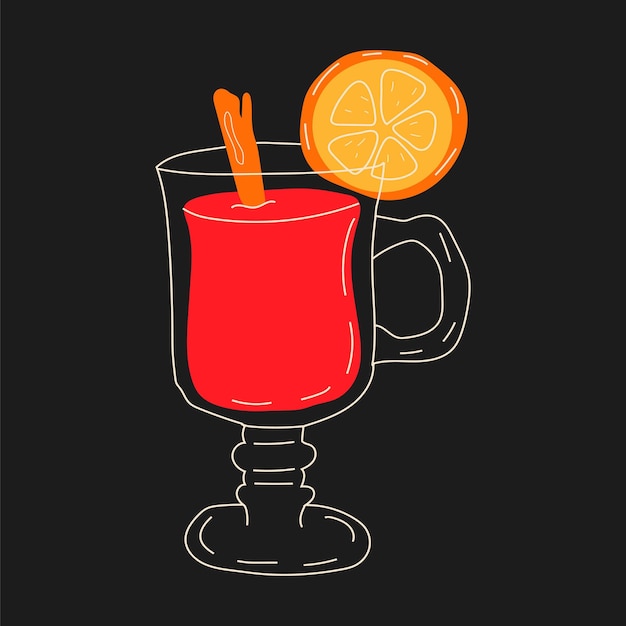 Glühwein in einer Tasse. Glühwein mit Zimt. Vektor im Cartoon-Stil. Alle Elemente sind isoliert