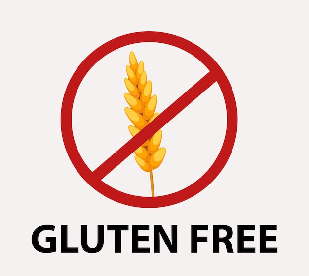 Glutenfreies rotes Verbotszeichen. Weizensymbol.