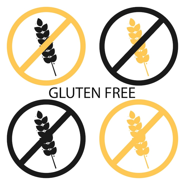 Vektor glutenfreies symbol mit getreide- oder weizensymbol etikett oder logo für lebensmittelallergien vektorillustration