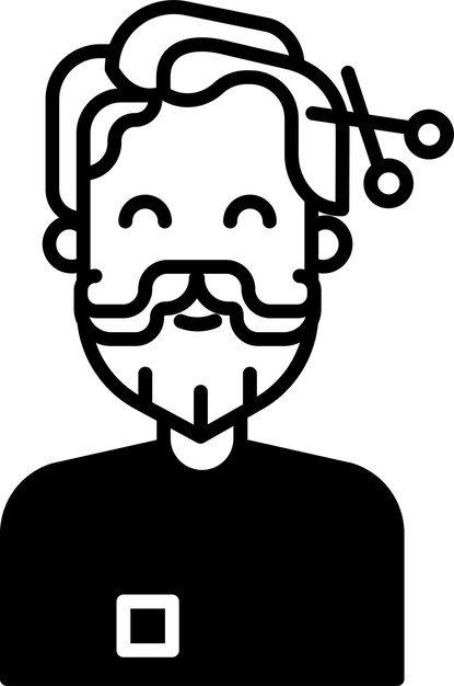 Vektor glyph und linienvektor-illustration von haircut men