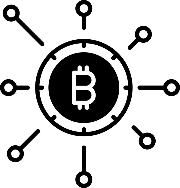 Glyph-Vektor-Illustration des Bitcoin-Netzwerks