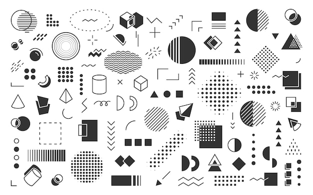 Glyphensatz der geometrischen Form des Memphis-Elements Retro