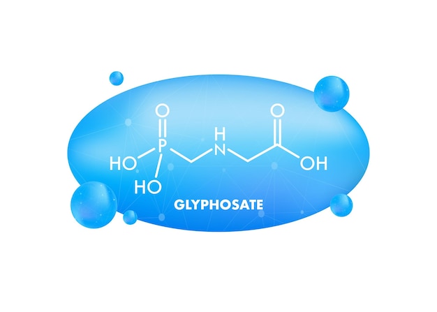 Glyphosat-formel glyphosat-herbizidmolekül vektorillustration