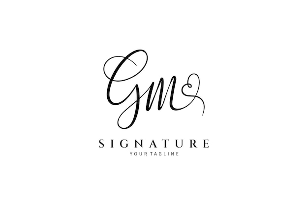 Gm-erstsignatur-logo handgeschriebener monogramm-vektor