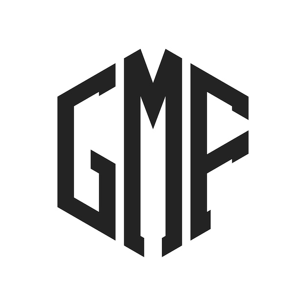 GMF-Logo-Design Anfangsbuchstaben GMF-Monogramm-Logo in sechseckiger Form