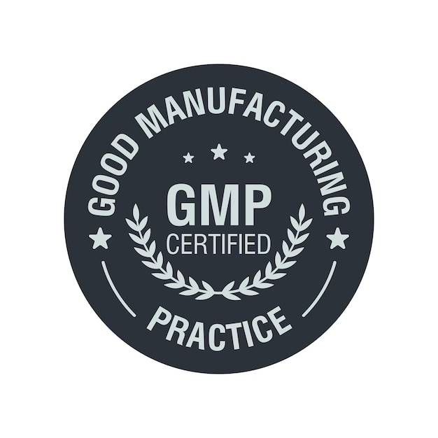 Vektor gmp good manufacturing practice zertifizierter runder stempel auf weißem hintergrund vektor