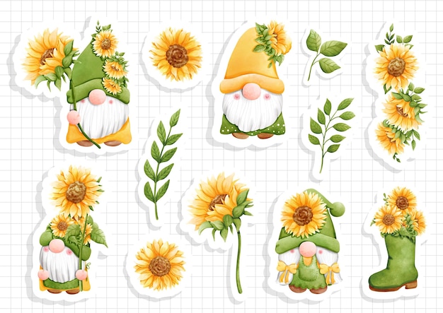 gnome sonnenblume gnome sommer vektorillustration