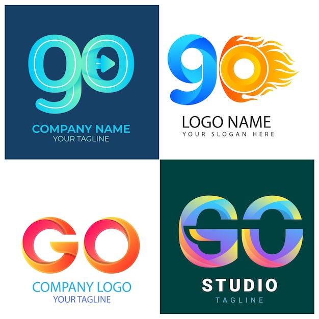 Go-Alphabet-Buchstabe Unternehmensgeschäftsunternehmen Marketing Logo-Design elegantes und Abzeichen-Design Vektor