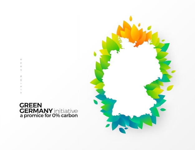 Go green carbon removal initiative grafikdesign deutschlandkarte mit grünen blättern