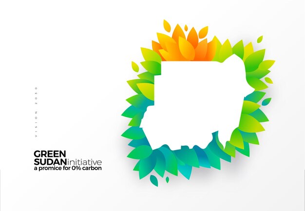 Go Green Carbon Removal Initiative Grafikdesign Sudan-Karte mit grünen Blättern