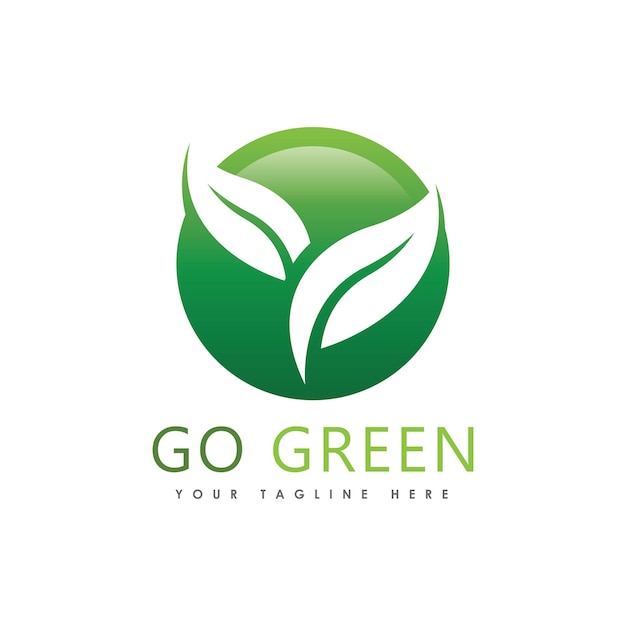 Go green eco tree leaf logo vorlagendesign