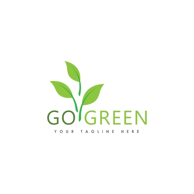 Go green eco tree leaf logo vorlagendesign