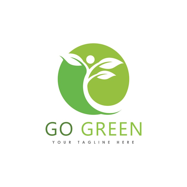 Go green eco tree leaf logo vorlagendesign