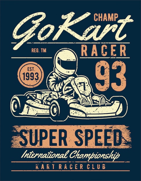 Vektor go kart racer poster im vintage-stil