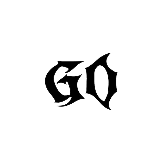 GO-Monogramm-Logo-Design, Buchstabe, Text, Name, Symbol, einfarbig, Logo, Alphabet, Zeichen, einfaches Logo