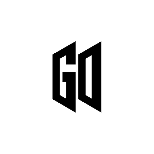 GO-Monogramm-Logo-Design, Buchstabe, Text, Name, Symbol, einfarbig, Logo, Alphabet, Zeichen, einfaches Logo