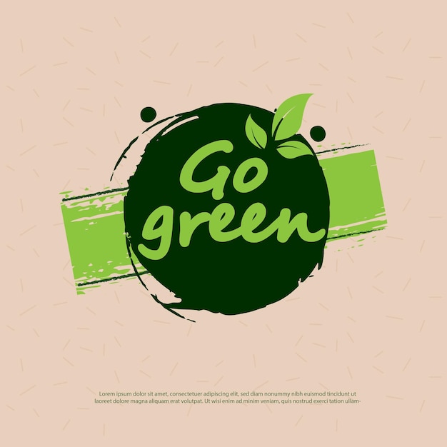 Gogreen-logo-design mit natürlichem öko-grün verlässt das konzept der rettung der welt und der öko-stadt