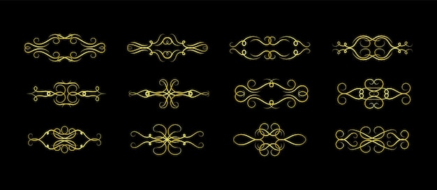 Gold borders elements set sammlung ornament vektor