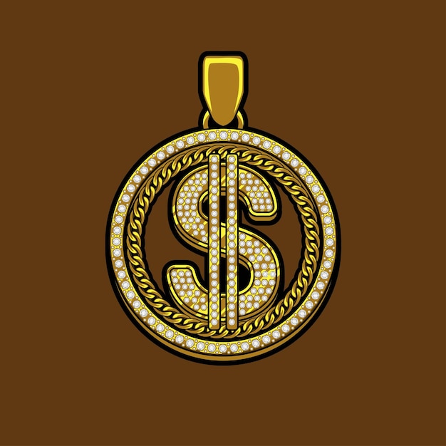 Gold-Diamant-Schmuckanhänger mit Dollarzeichen