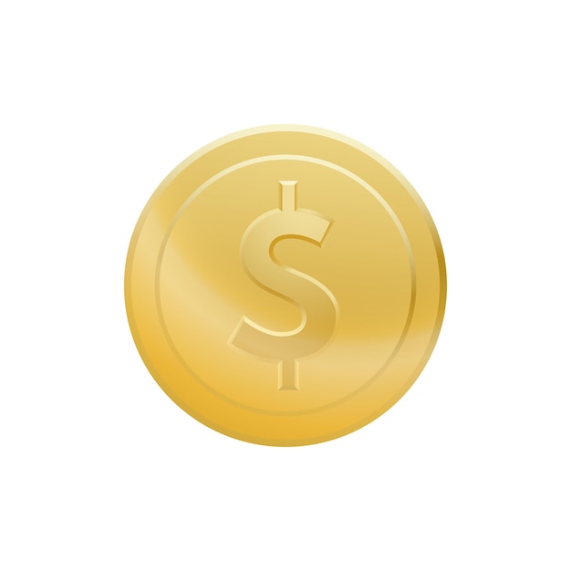 Gold-Dollar-Münze auf weißem Hintergrund