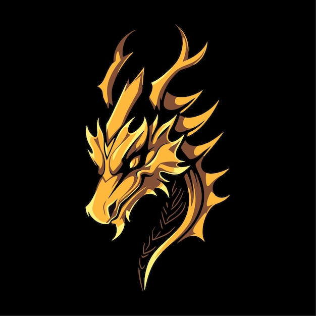 Gold Dragon Head Maskottchen Logo für Esport Gold Dragon T-Shirt Design Gold Dragon Logo Gold Dragon Aufkleber